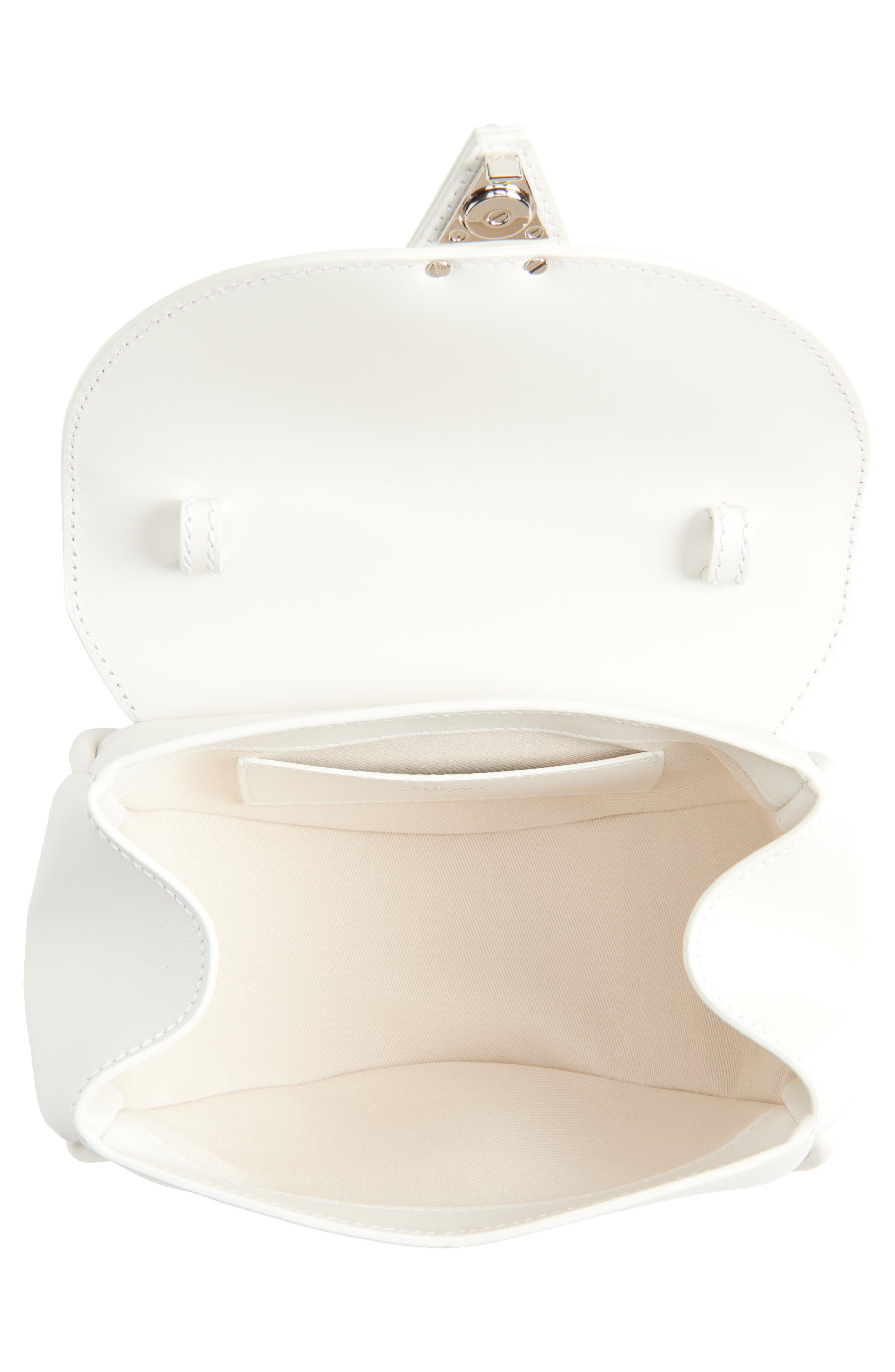 Versace Small Virtus Stud Embellished Leather Shoulder Bag, Alternate, color, Porcelain White-Pall