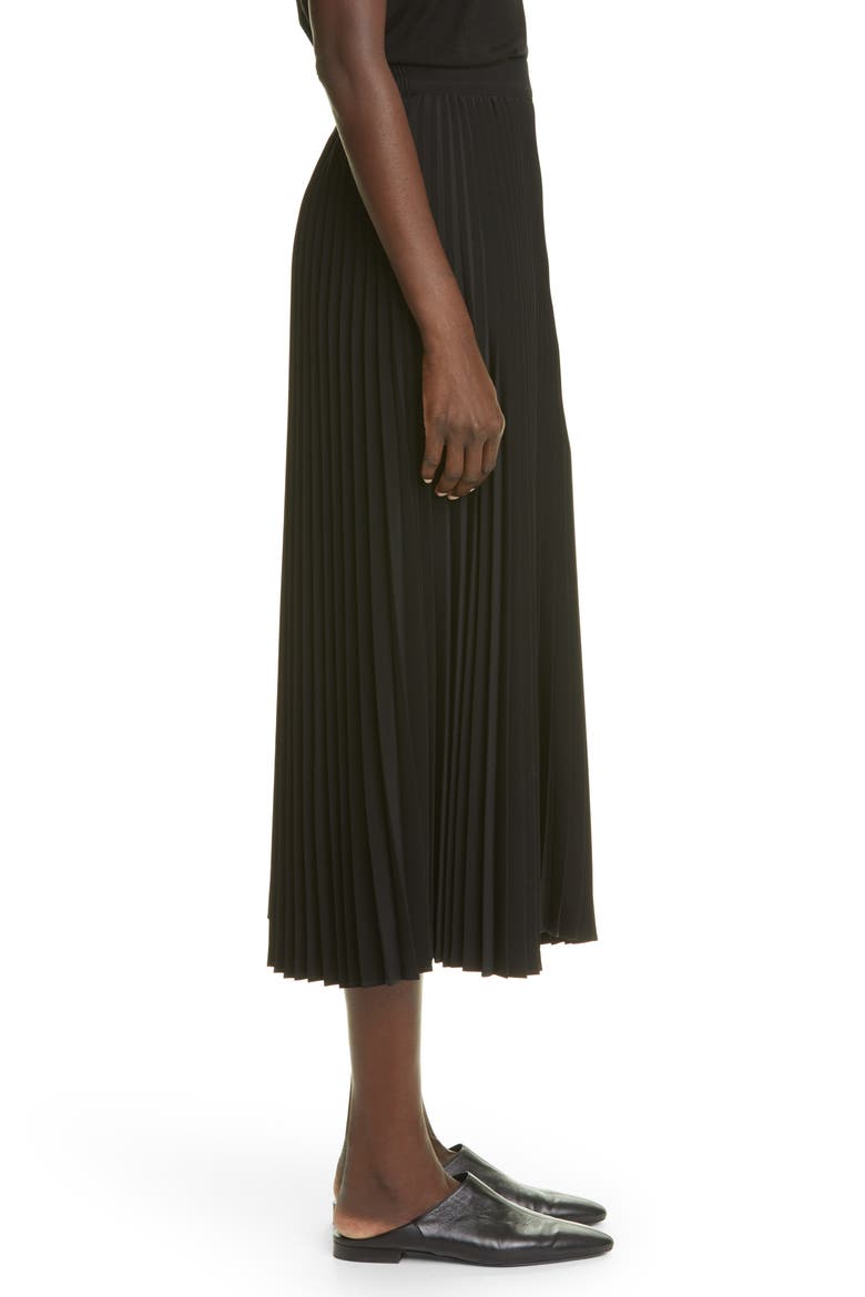 Pleated Midi Skirt, Alternate, color, BLACK