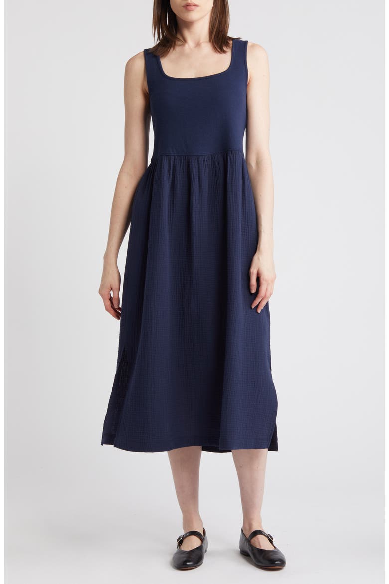 Mixed Media Tank Dress, Main, color, DARK NIGHTFALL