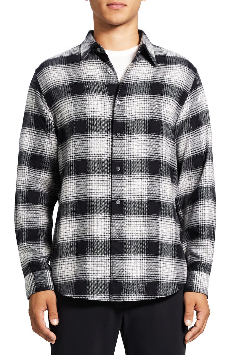 Theory Noll Plaid Flannel Button-Up Shirt, Main, color, 