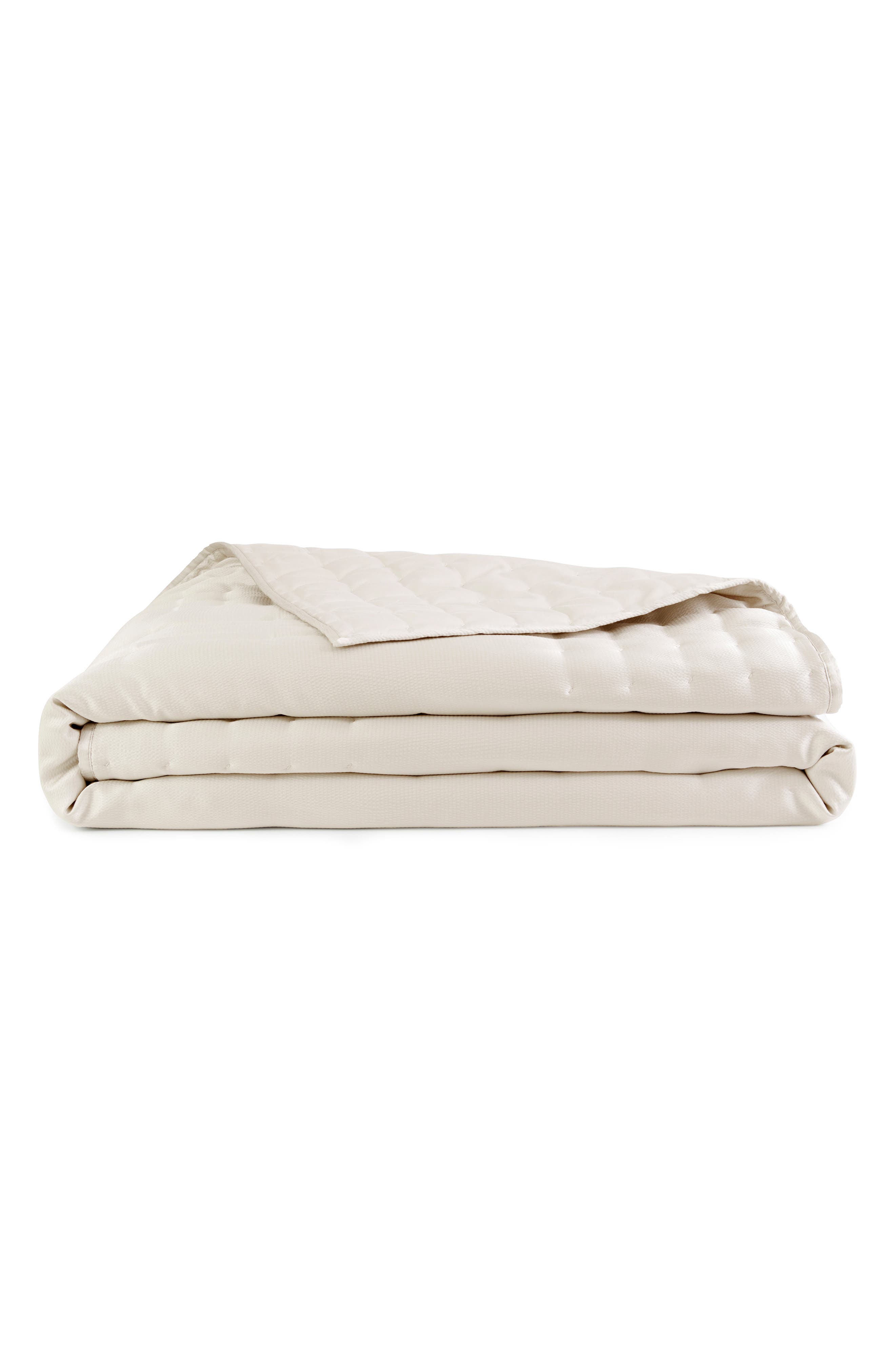 Donna Karan Hammered Silk & Cotton Blend Quilt In White