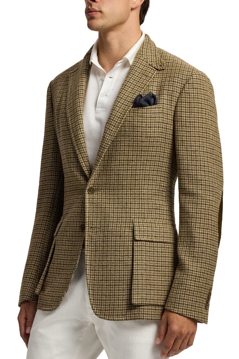 Kent Hand Tailored Houndstooth Check Linen & Wool Sport Coat, Alternate, color, SAGE/ BROWN MULTI