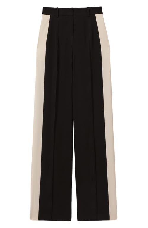 Reiss Pam Stripe Wide Leg Pants In Black/cream