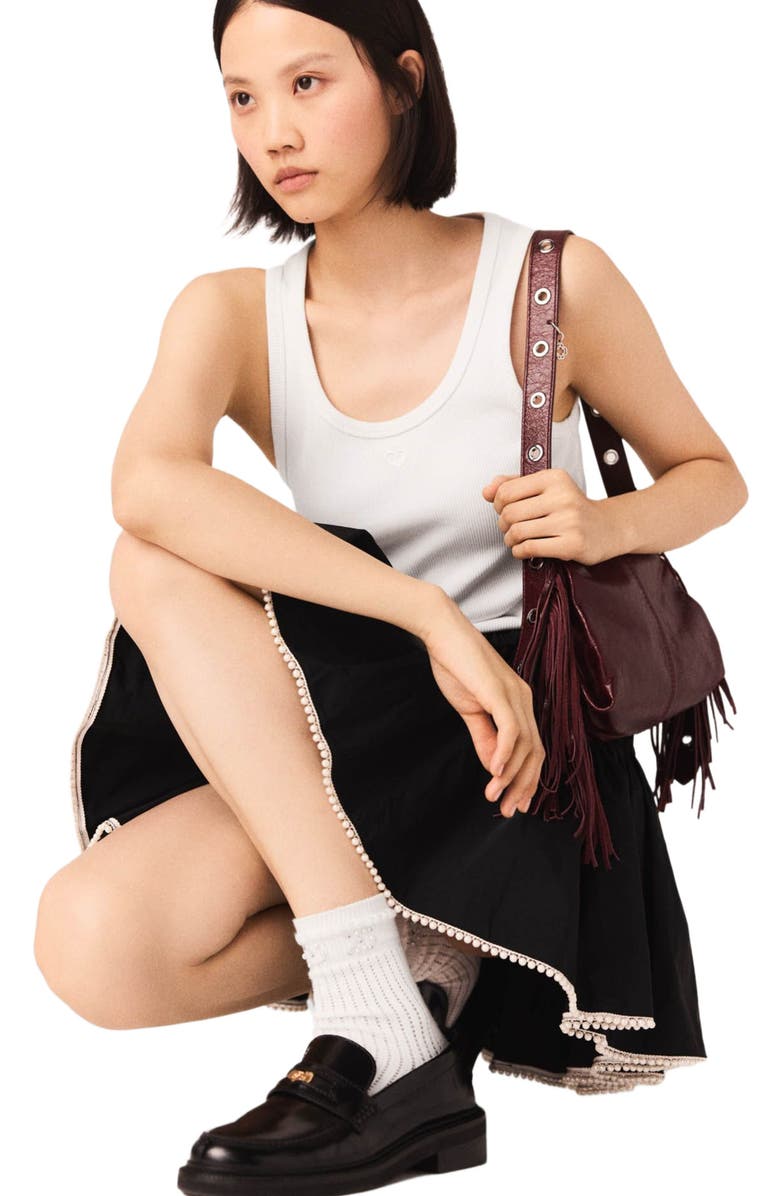maje Rib knit tank top, Alternate, color, White