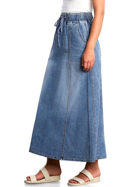 Wash Lab Denim Tie Waist Denim Skirt In Blue