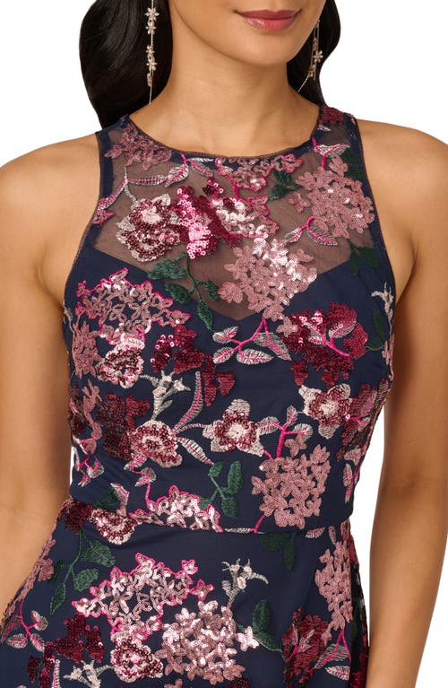 Adrianna Papell Sequin Embellished Fit & Flare Cocktail Dress In Pink