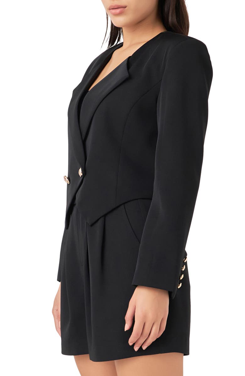 Grey Lab Crop Blazer, Alternate, color, Black