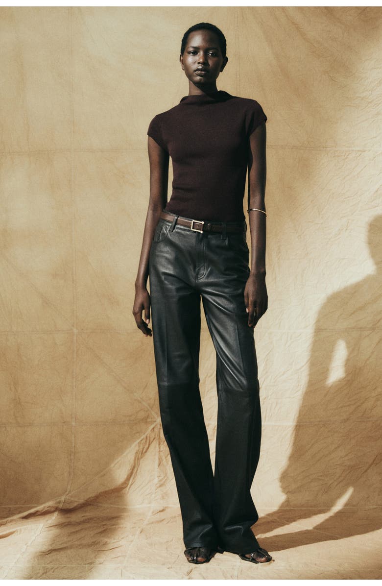 H&M Fine-knit Turtleneck Top, Alternate, color, Dark Brown