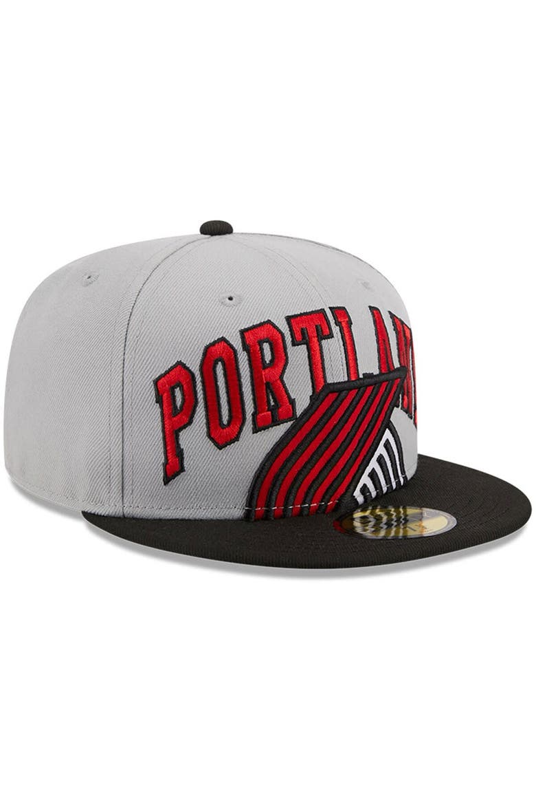 Men's New Era Gray/Black Portland Trail Blazers Tip-Off Two-Tone 59FIFTY Fitted Hat, Alternate, color, Gray