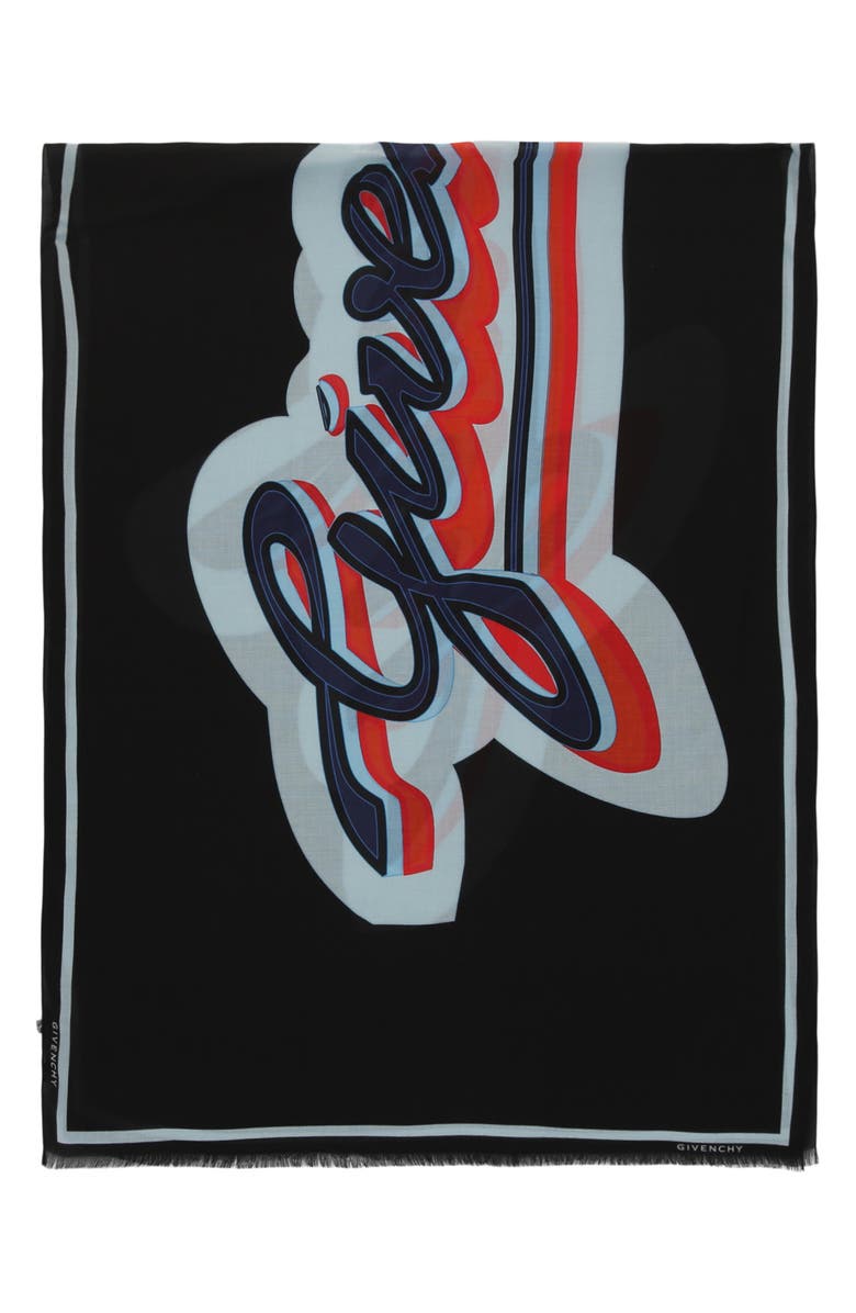 Givenchy Logo Wool & Cashmere Scarf, Main, color, 