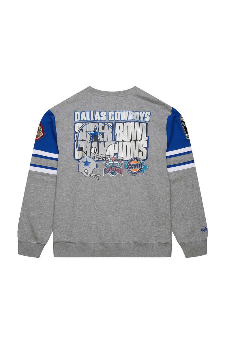 Men's Mitchell & Ness Heather Gray Dallas Cowboys Vintage Logo Pullover Sweatshirt, Alternate, color, Heather Gray