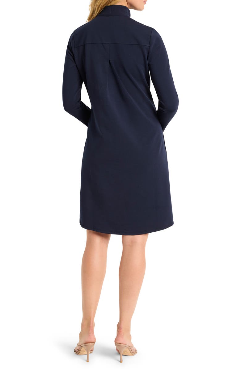 NIC+ZOE Ruffled Long Sleeve Knit Dress, Alternate, color, Dark Indigo