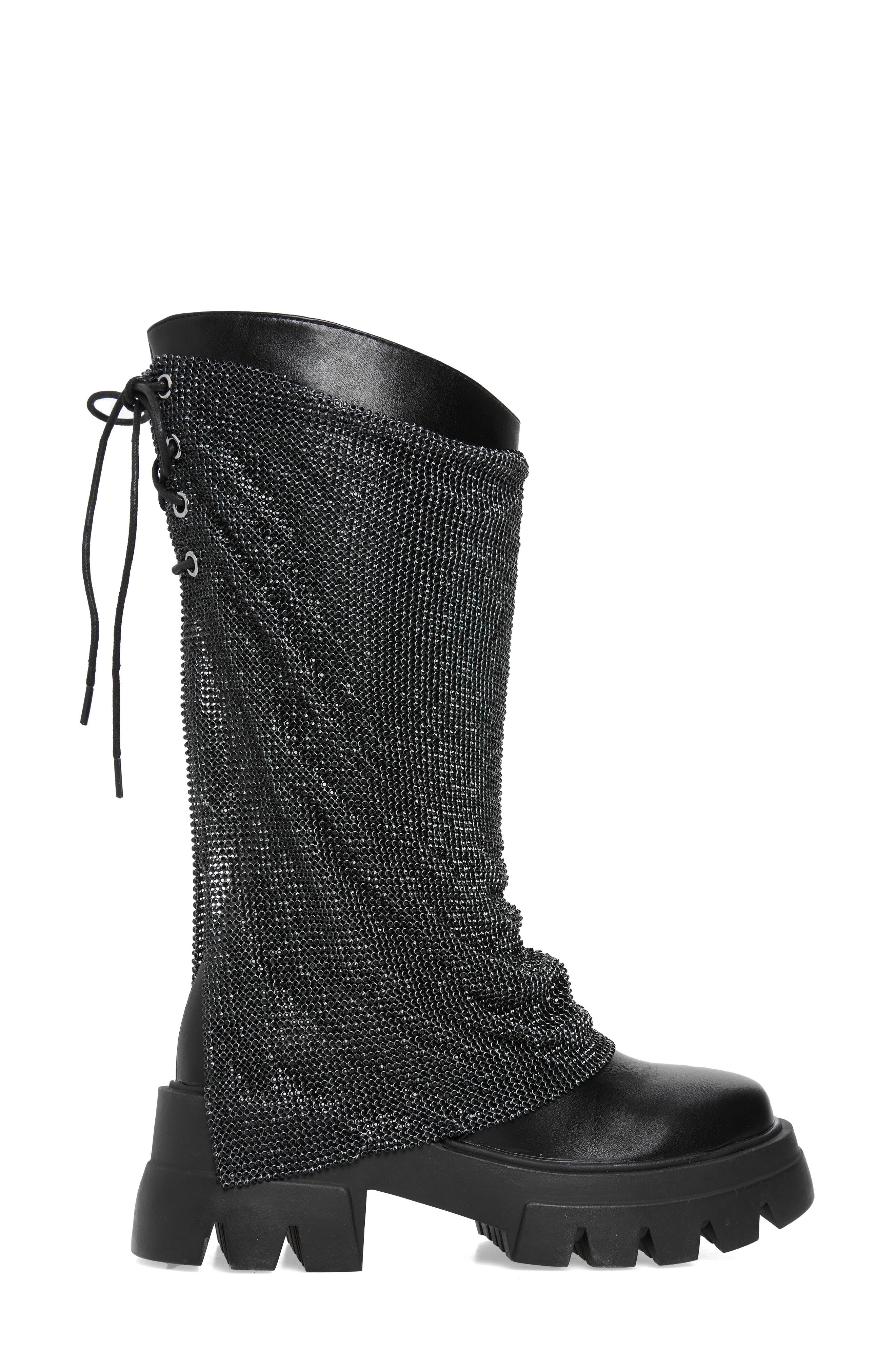 AZALEA WANG Bloomfield Crystal Chainmail Boot, Alternate, color, 