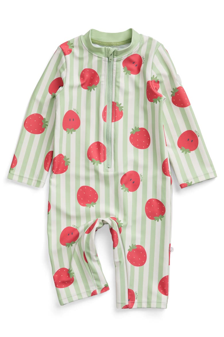 Sun Safe Suit, Main, color, Strawberry & Green Stripe