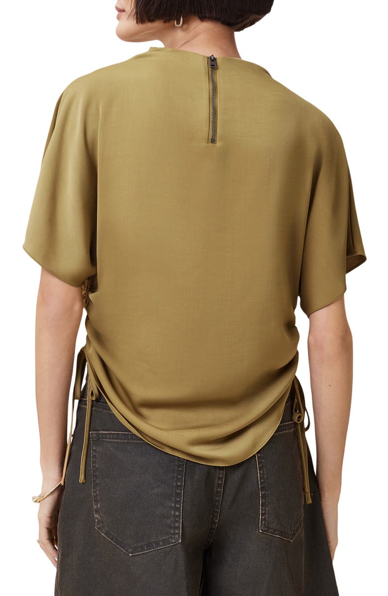 AllSaints Leslie Side Ruched Top, Alternate, color, Cumin Brown