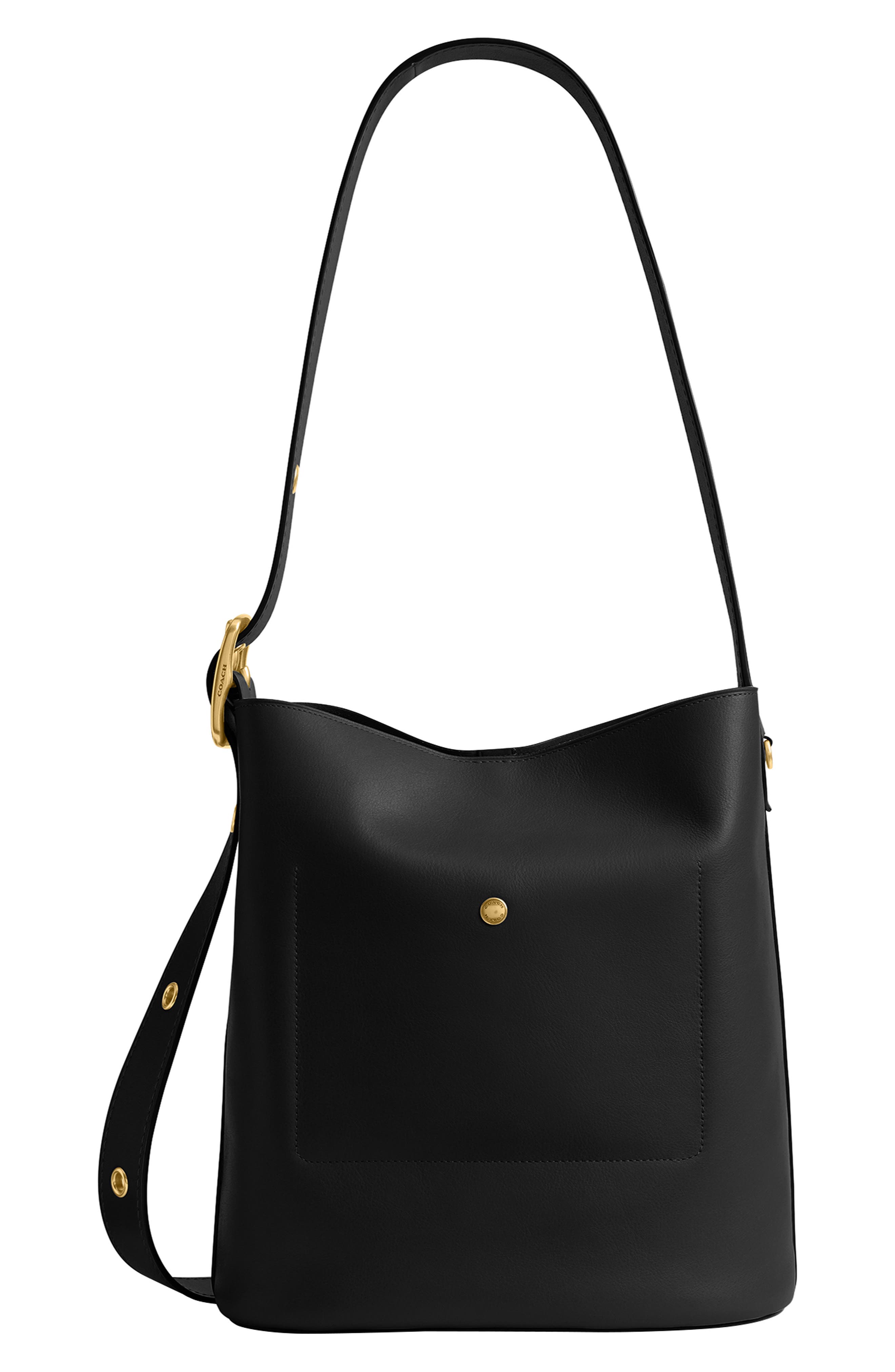 COACH Bleecker Natural Grain Leather Shoulder Bag, Alternate, color, Black