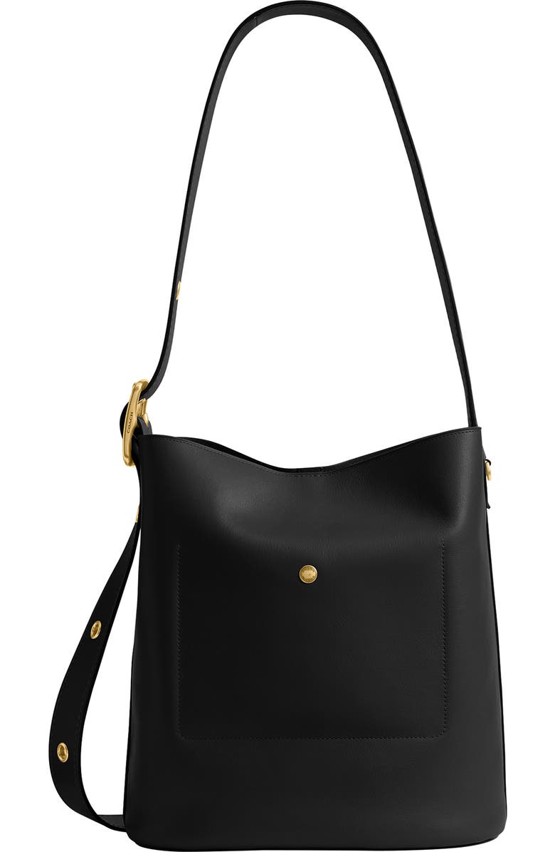 COACH Bleecker Natural Grain Leather Shoulder Bag, Alternate, color, Black