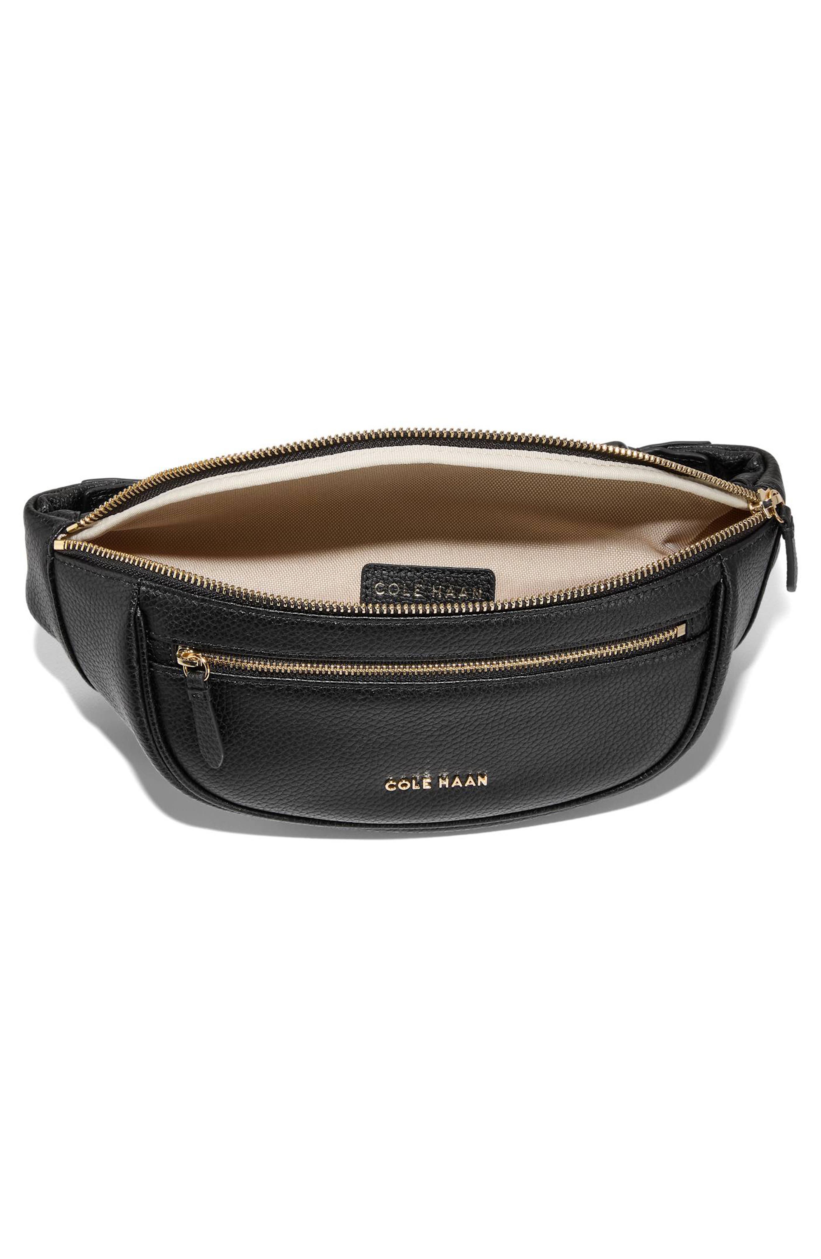 Cole Haan Mackenna Leather Belt Bag, Alternate, color, Black