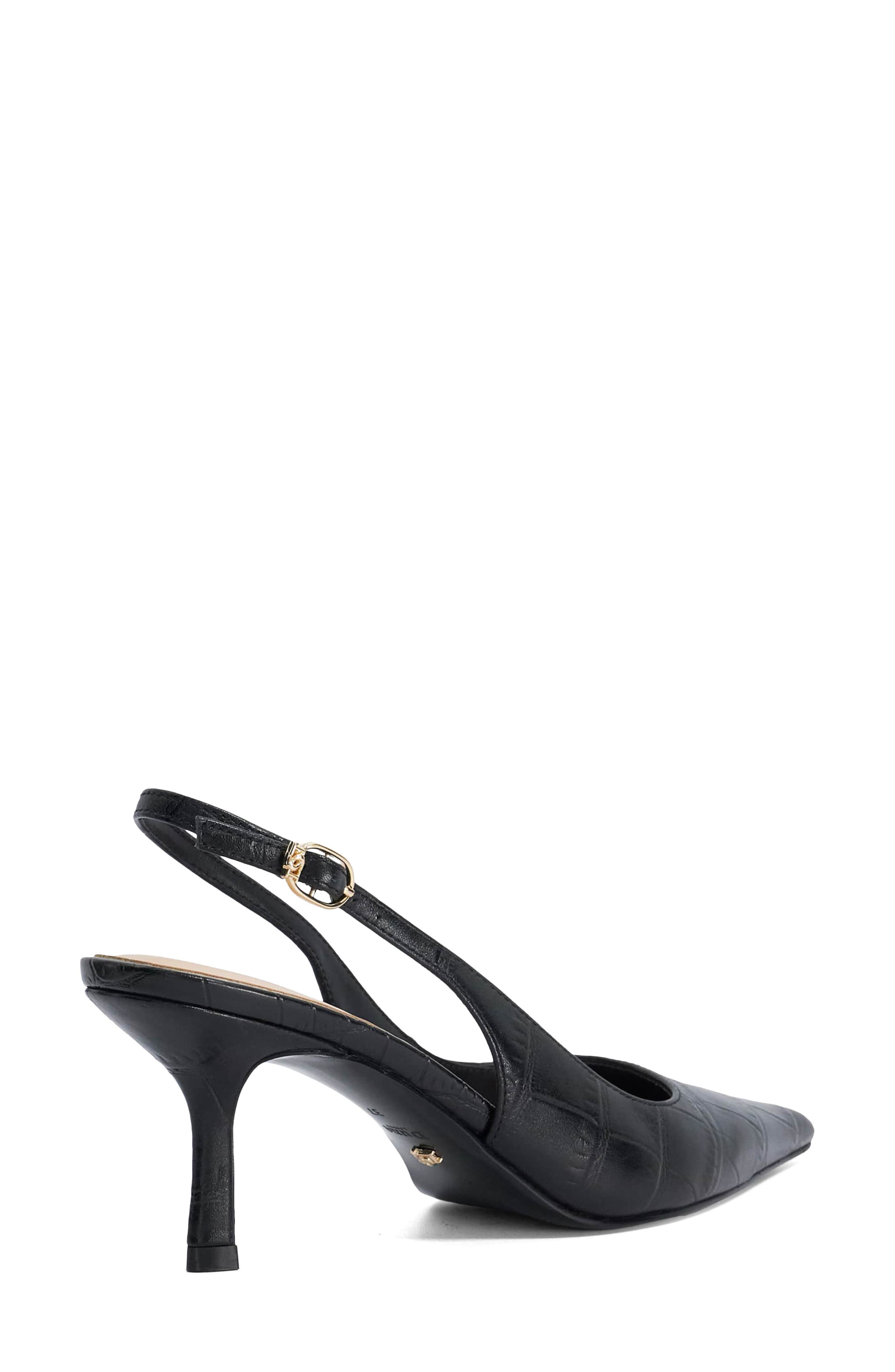 Celise Slingback Pointed Toe Pump, Alternate, color, BLACK CROC EMBOSSED