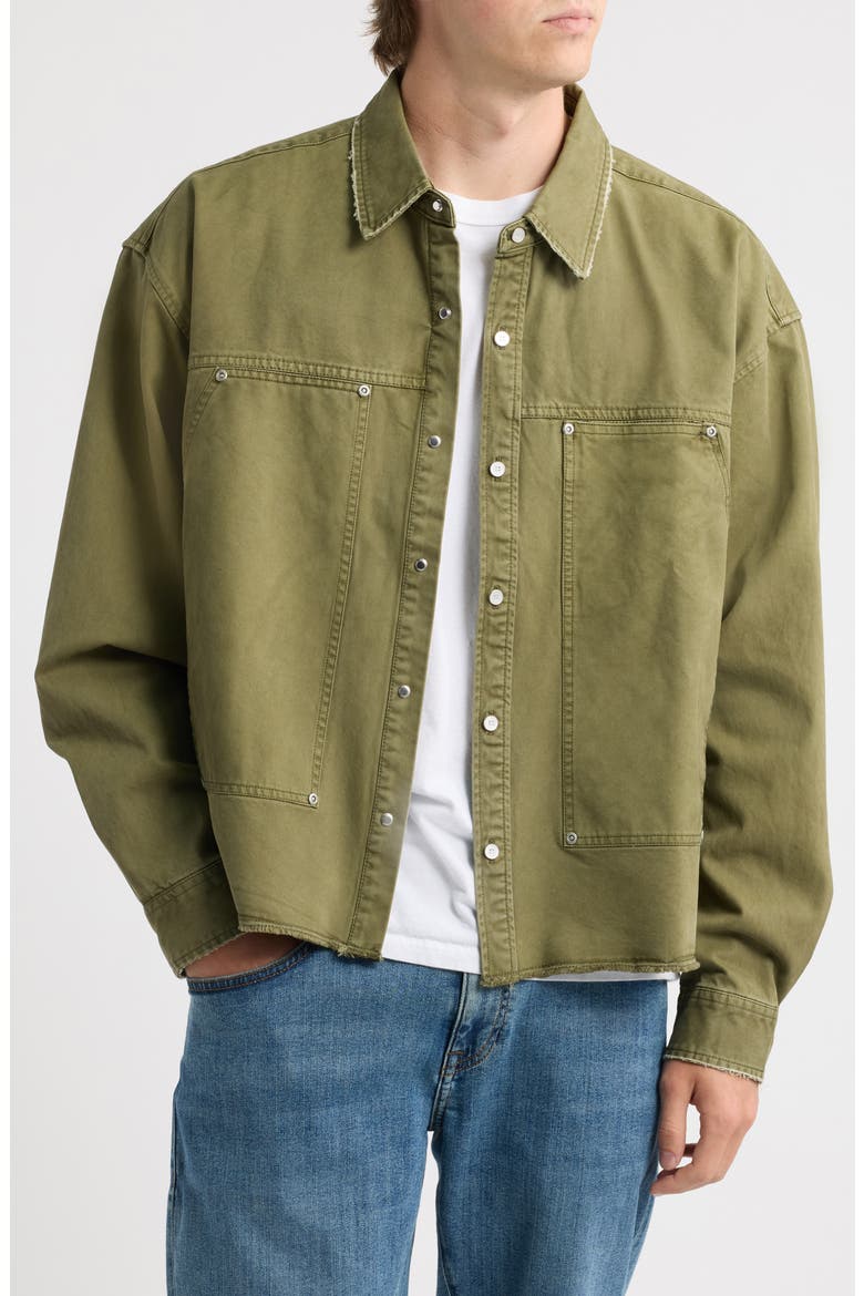 Cotton Twill Shirt Jacket, Main, color, GREEN