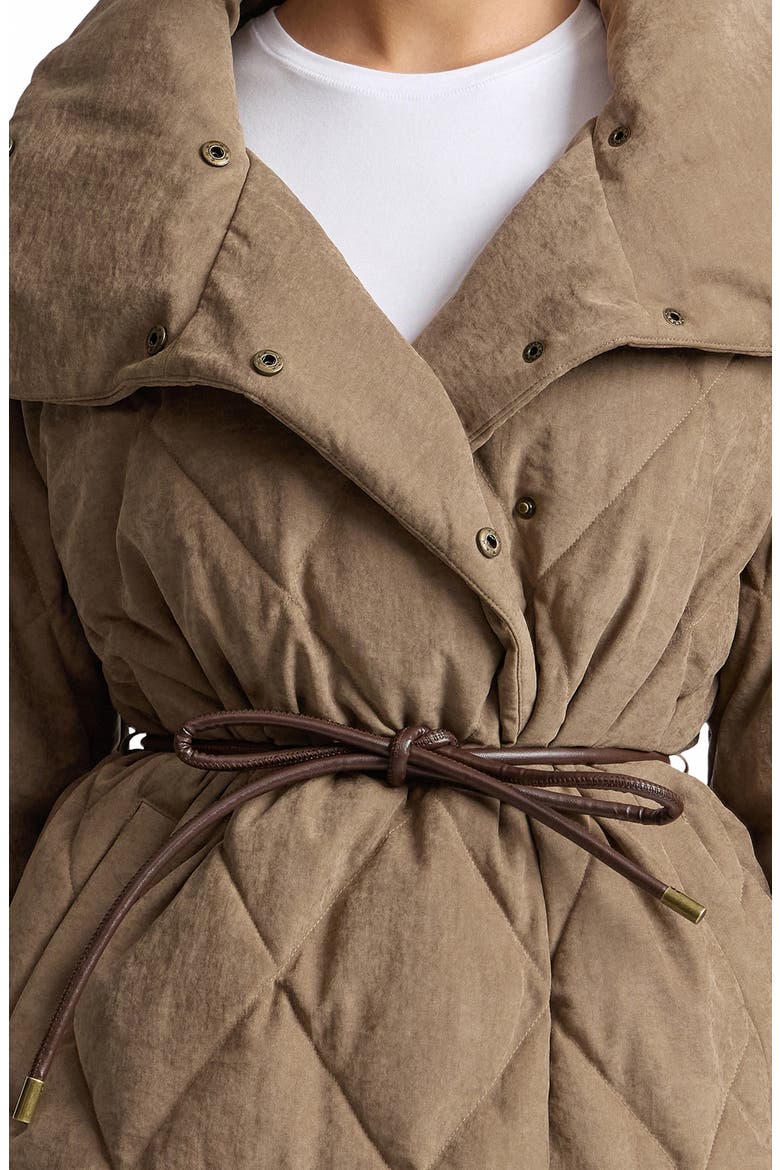 Tie Waist Puffer Coat, Alternate, color, MUSHROOM
