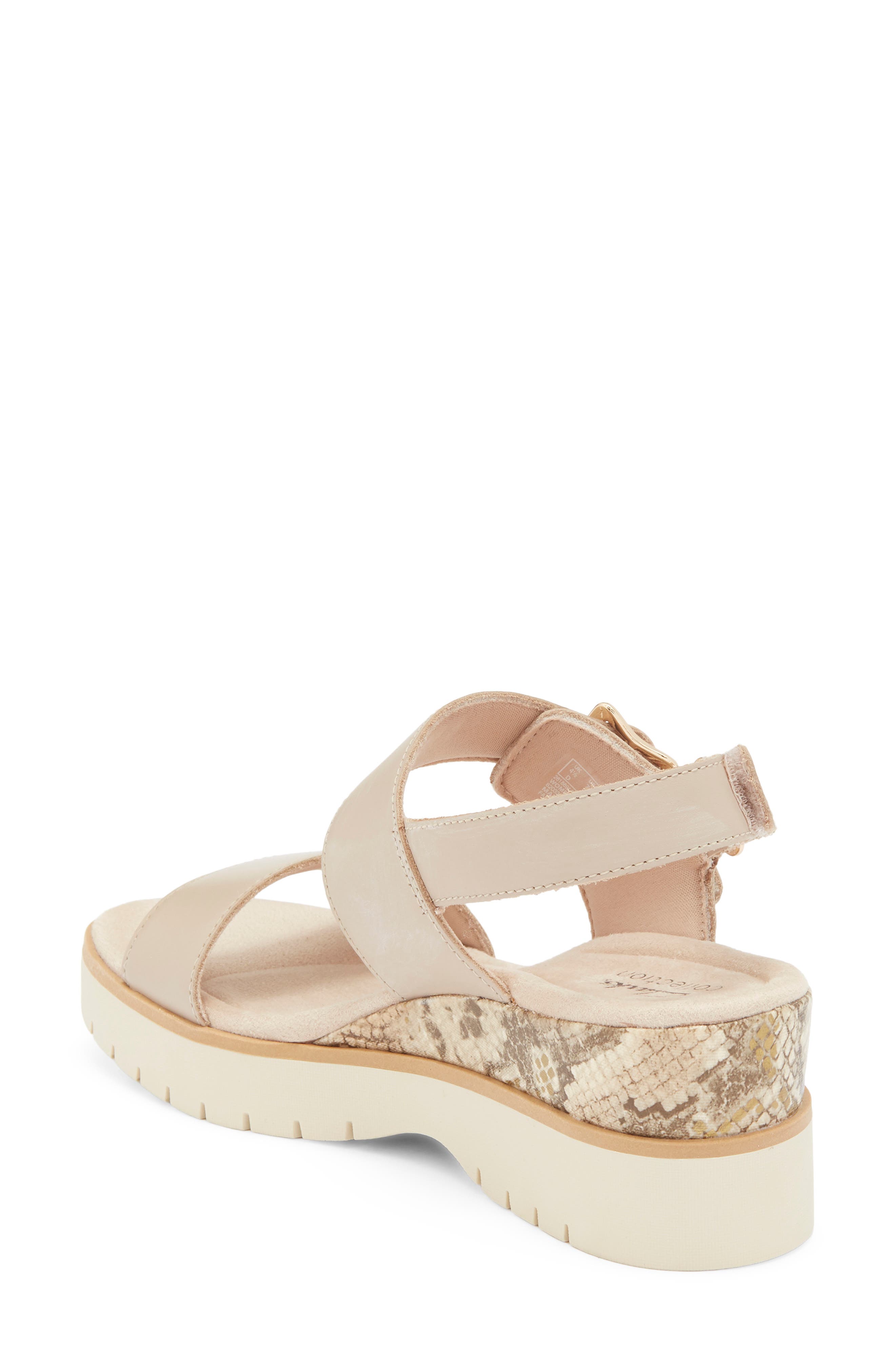 Diaz Rose Wedge Sandal, Alternate, color, SAND COMBI
