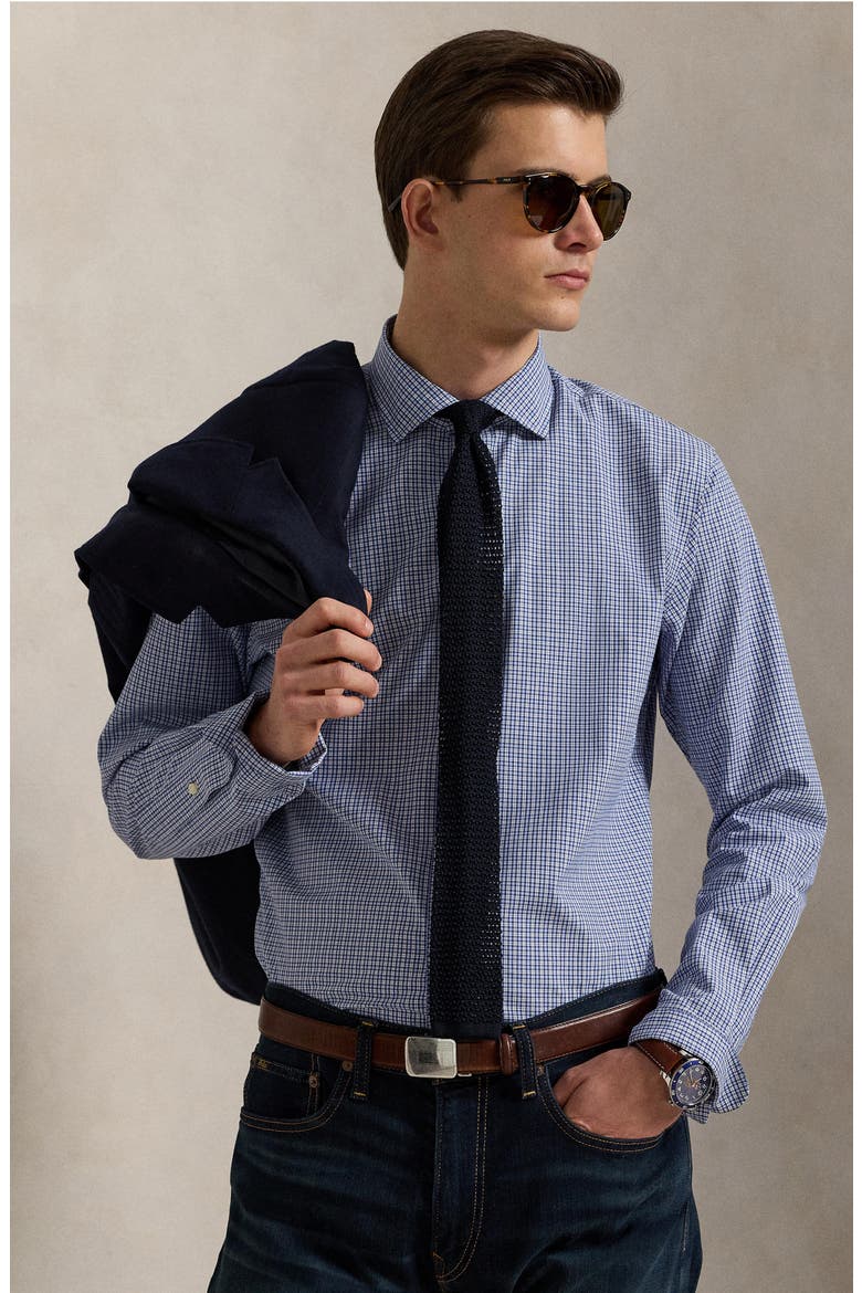 Classic Fit Check Cotton Poplin Button-Up Shirt, Alternate, color, WHITE BLUE MULTI