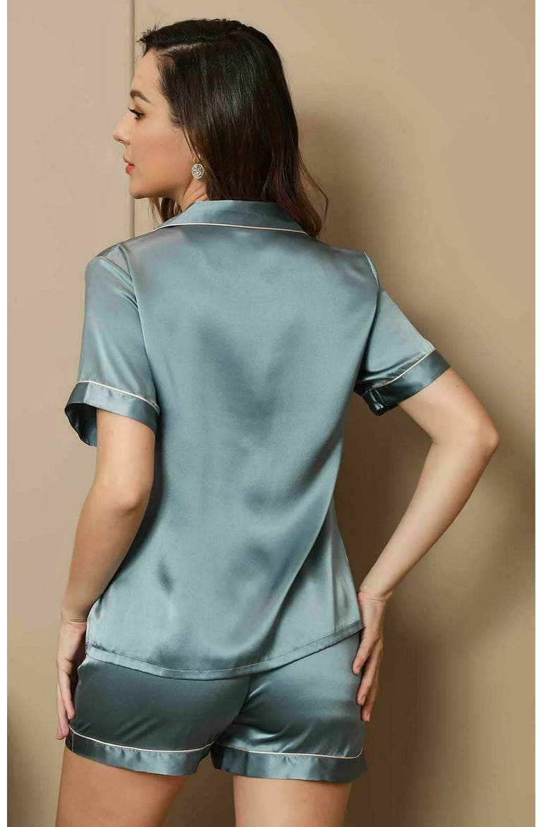 Pure Silk Pajamas Short Pjs Set 2Pcs, Alternate, color, SteelBlue