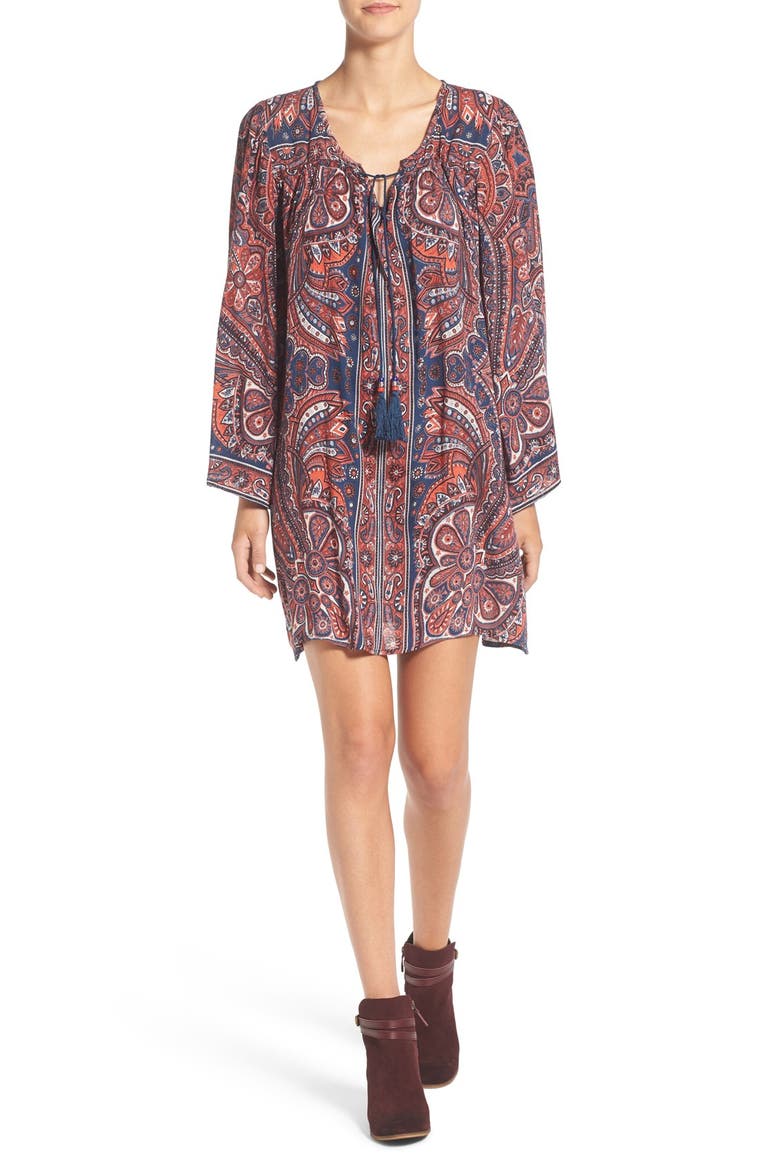 Print Shift Dress, Main, color, INDIGO