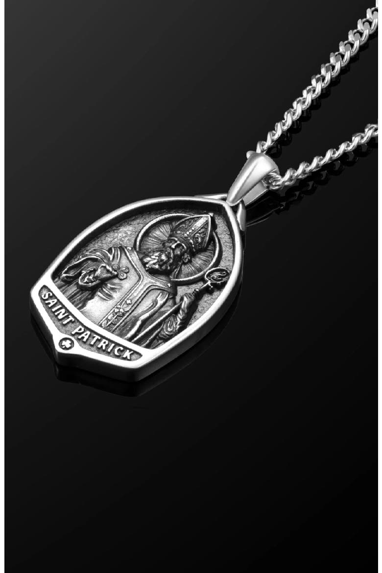 Men's St. Patrick Pendant Necklace, Alternate, color, SILVER