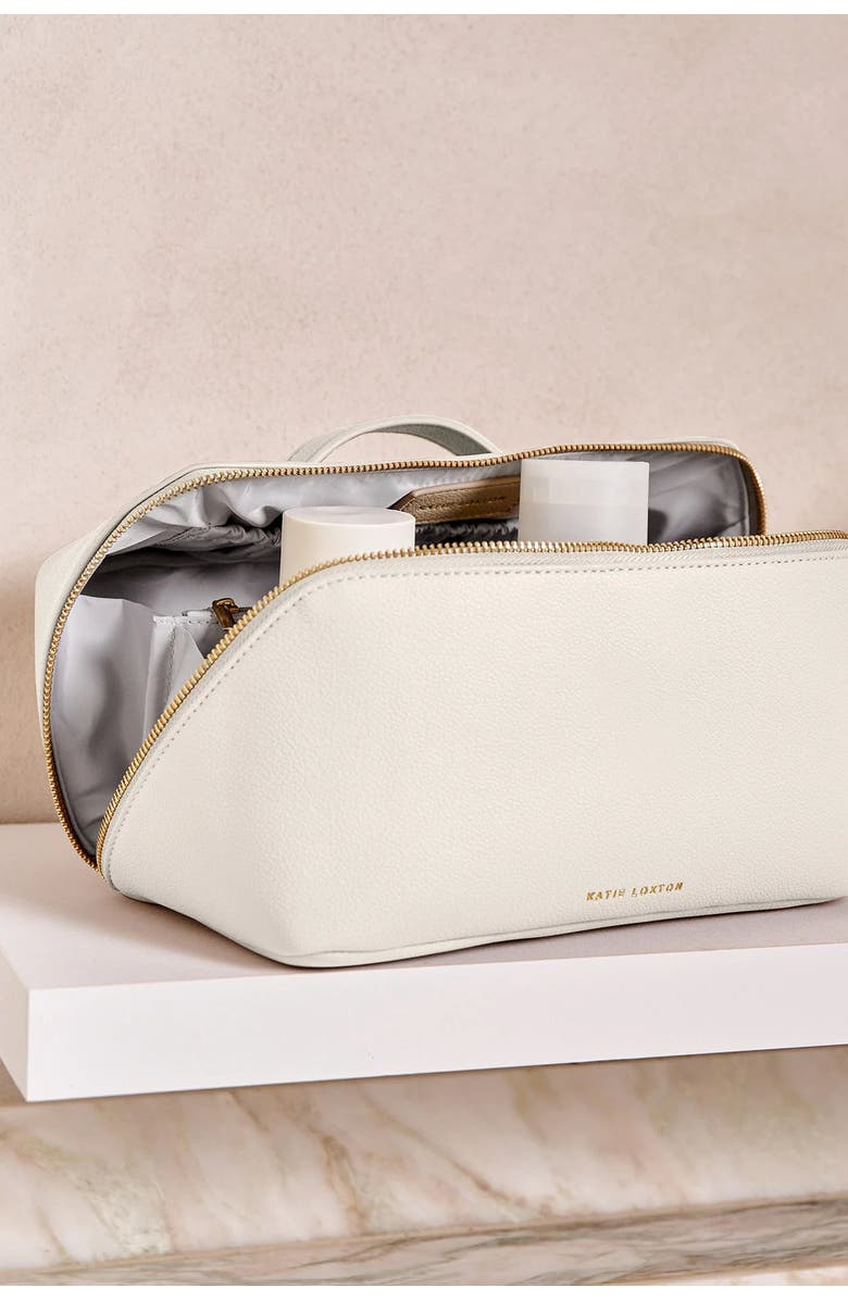 Katie Loxton Large Makeup and Toiletry Bag in Off White, Alternate, color, Off-White