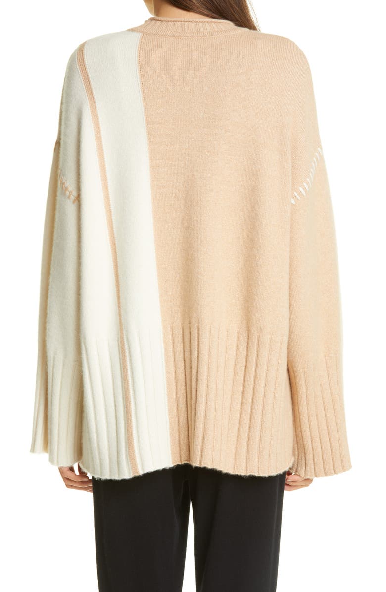 St. John Collection Stripe Wide Sleeve Cashmere & Silk Sweater, Alternate, color,