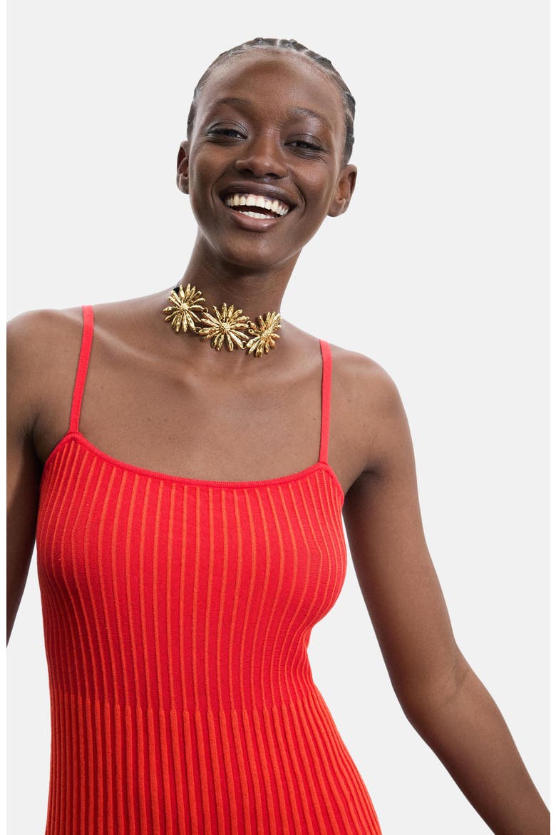 Rib Knit Spaghetti Strap Midi Dress, Alternate, color, RED