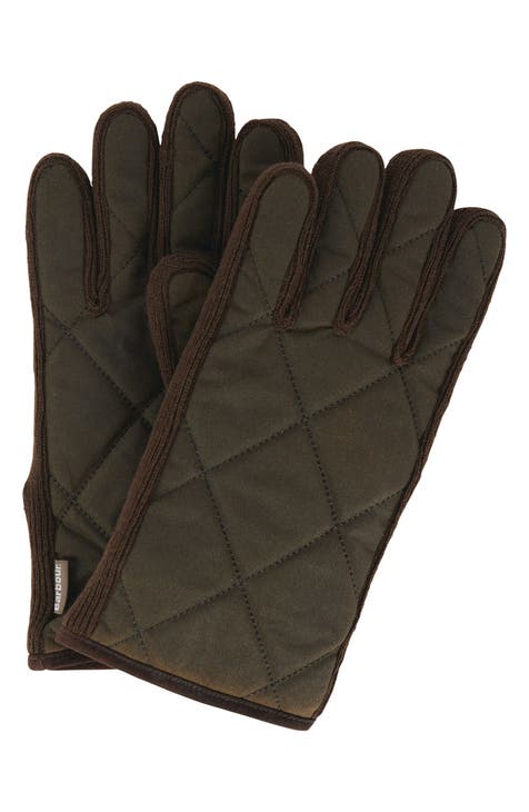 Barbour quilted leather gloves black deals