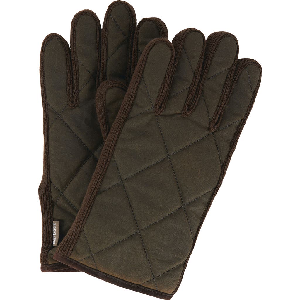 Barbour Winterdale Wax Cotton Gloves In Green