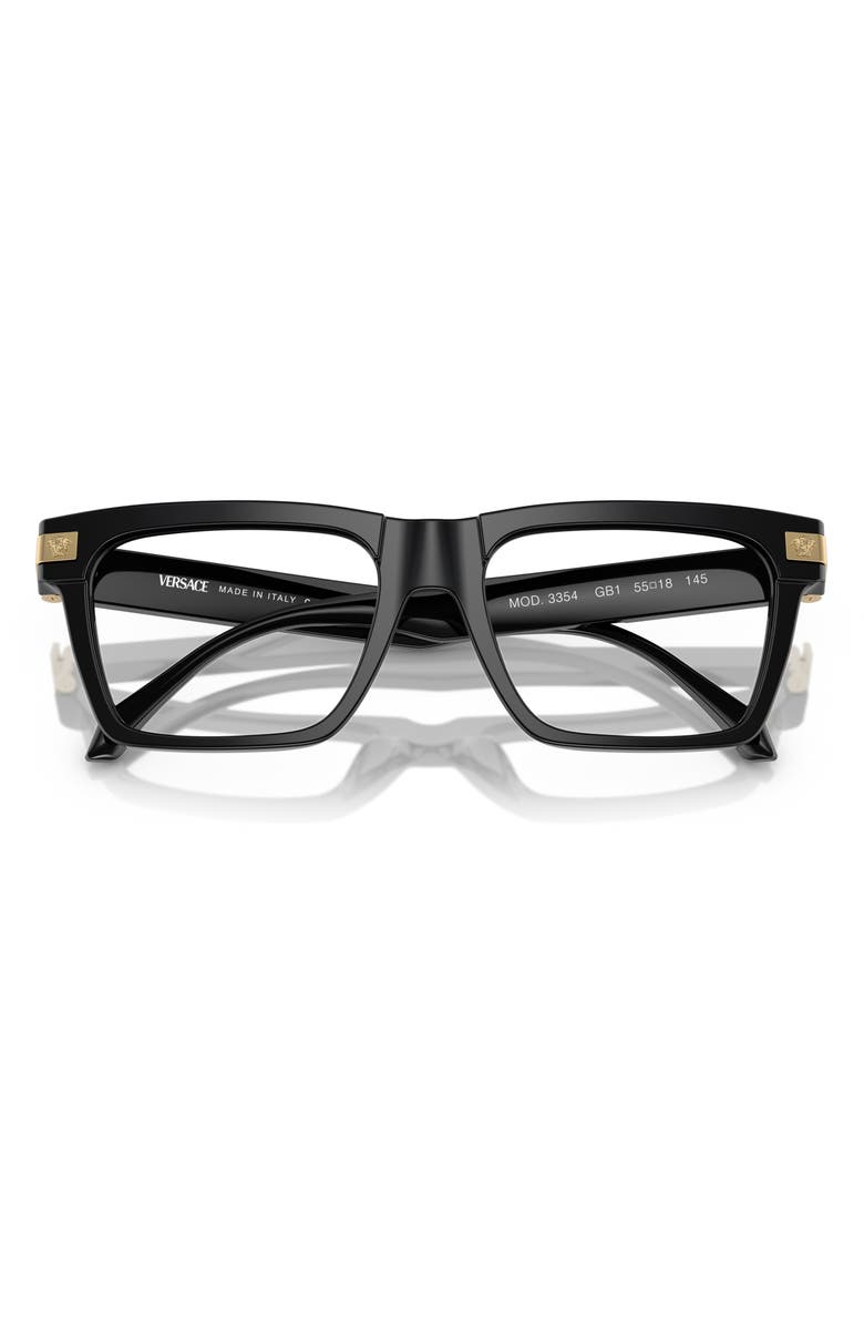 Versace 55mm Rectangle Optical Glasses, Alternate, color, Black