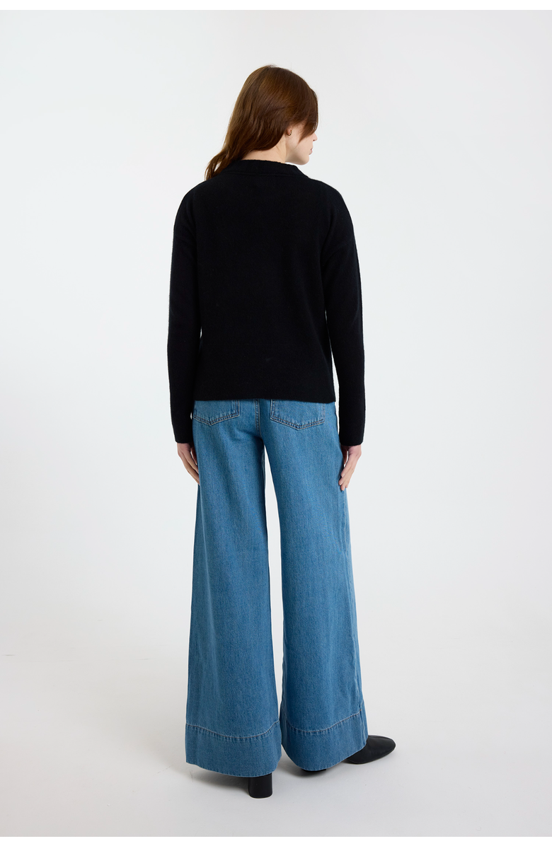 Brodie Pure Cashmere Pearl Crew Neck 100% Cashmere Sweater, Alternate, color, Black