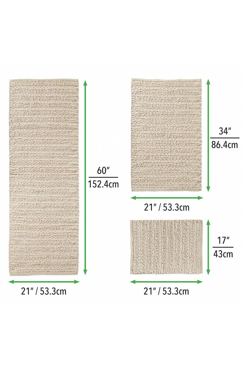 mDesign Bathroom 3 Piece Rug Set, Cotton, Water Absorbent Bath Mats, Natural/Tan, Alternate, color, 