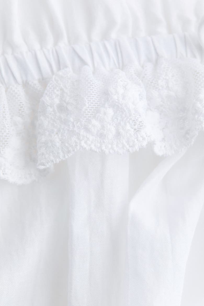 Ruffle-trimmed Blouse, Alternate, color, White