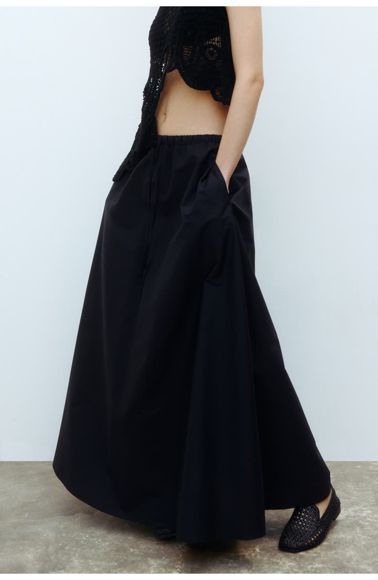 H&M Cotton Poplin Maxi Skirt, Alternate, color, Black