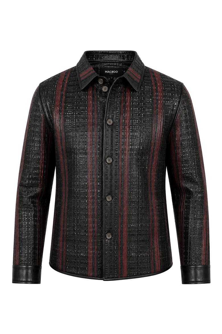 Leather Basket Weave Jacket, Alternate, color, BLACK