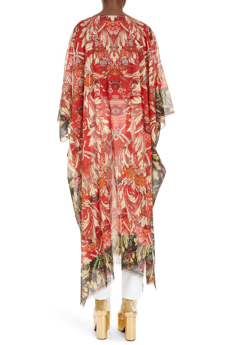 Cartland Floral Cotton Caftan, Alternate, color, RED