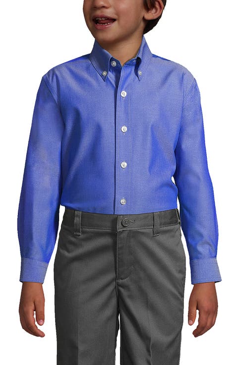 School Uniform Boys Long Sleeve No Iron Pinpoint Dress Shirt