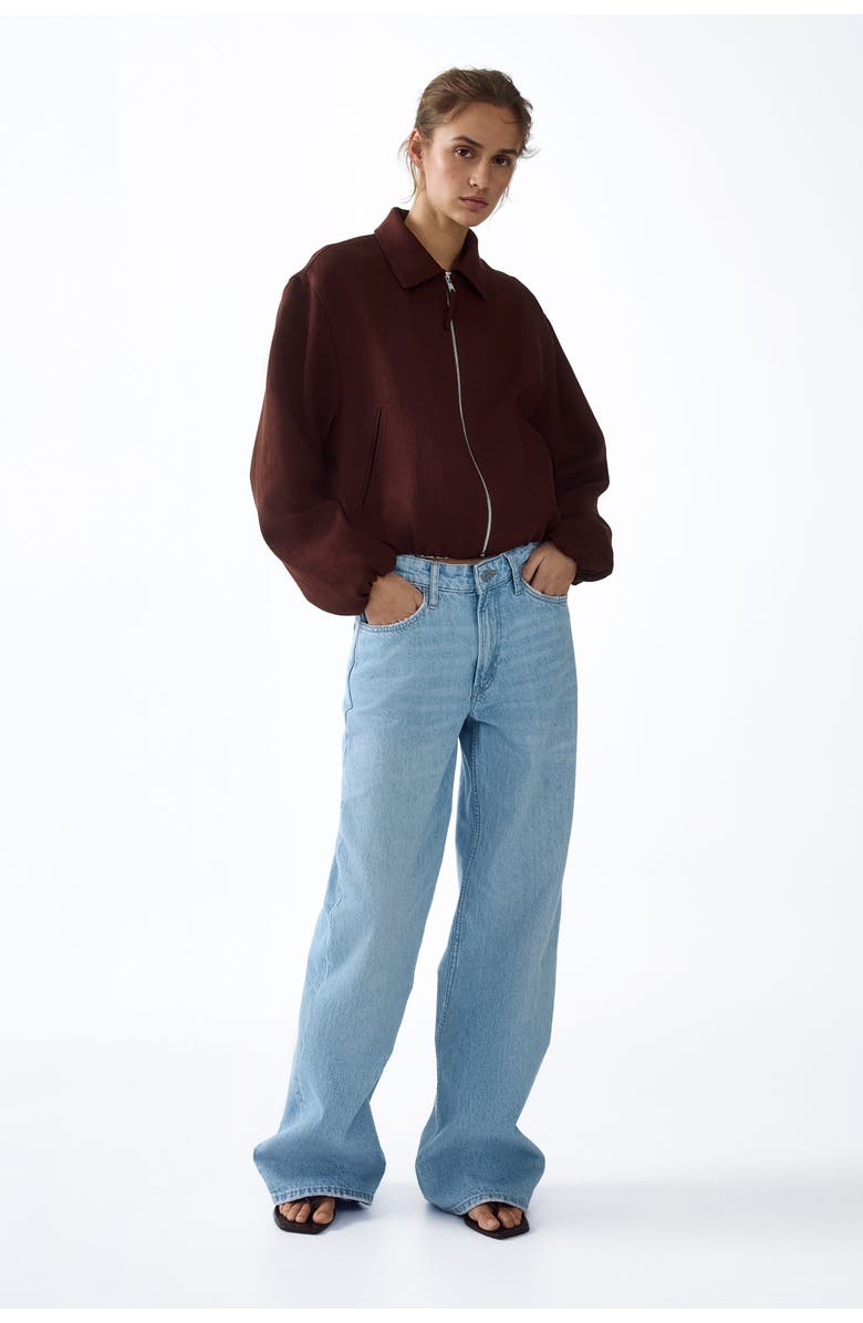 H&M Oversized bubble-hem jacket, Alternate, color, Dark Rust Brown