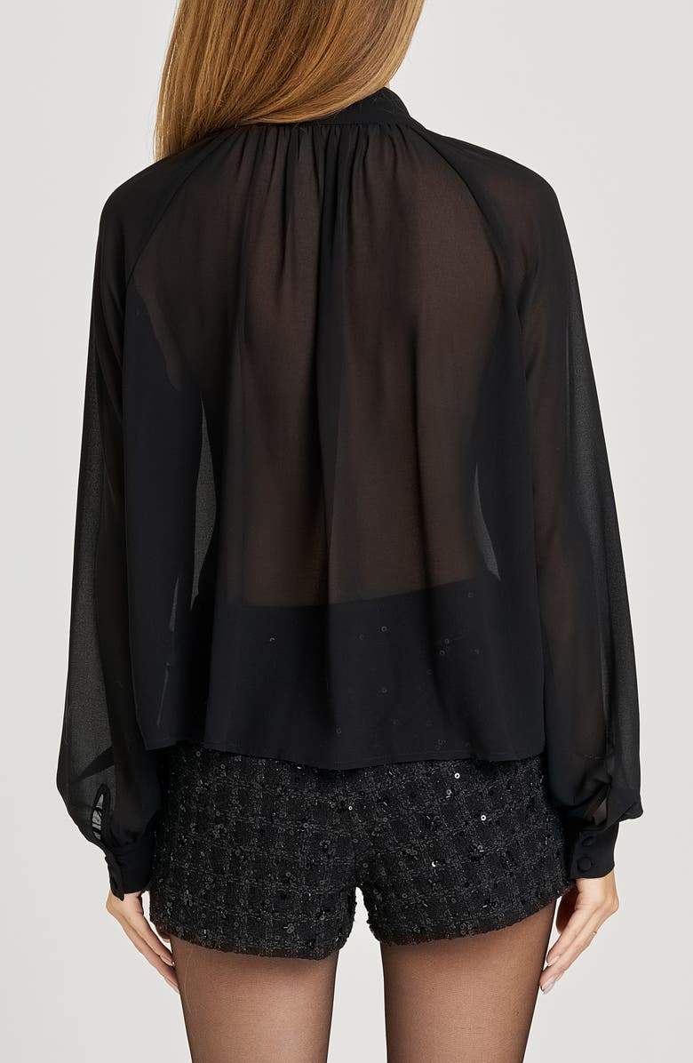 WAYF x Sara Walker Bow Georgette Blouse, Alternate, color, Black
