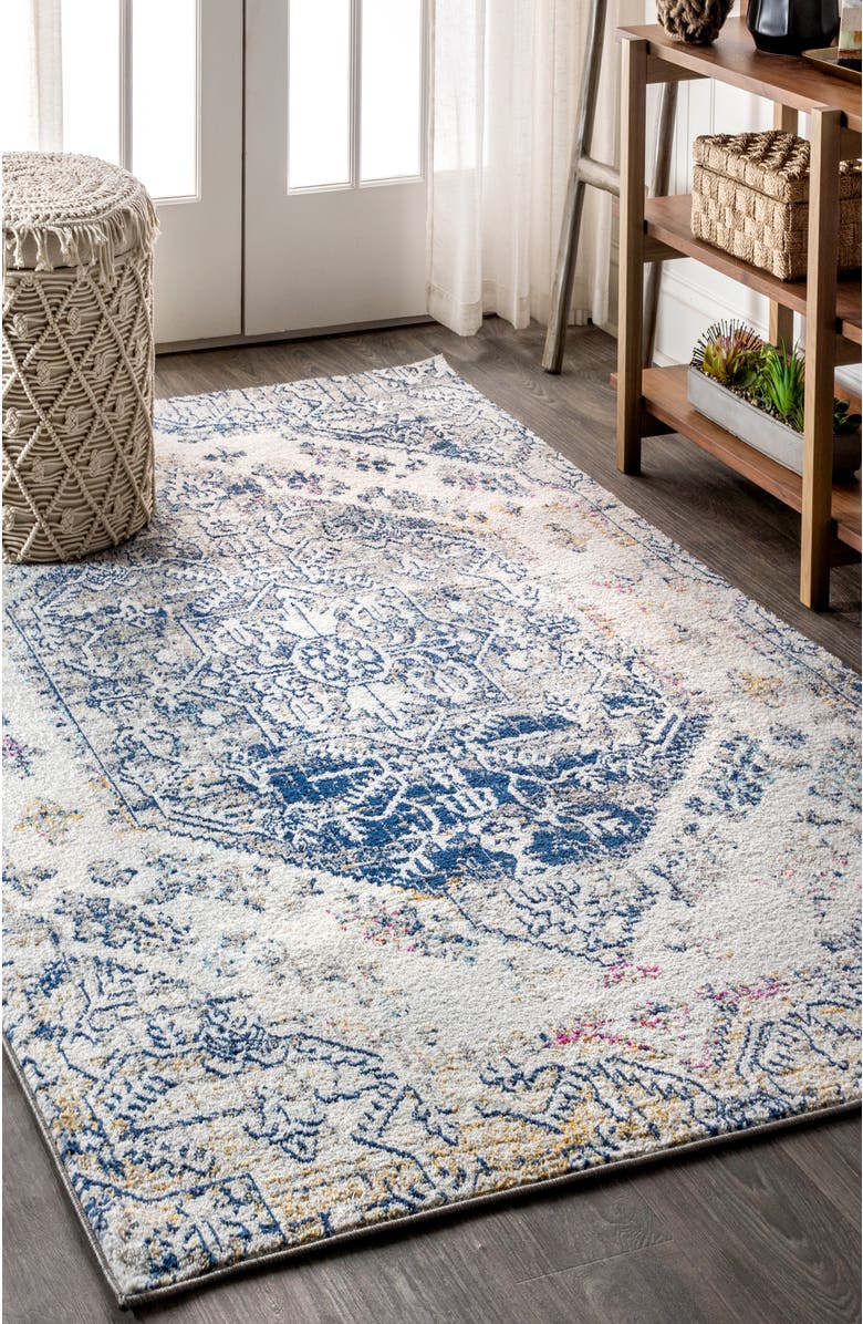 JONATHAN Y Modern Persian Boho Vintage Area Rug, Alternate, color, Cream/Blue