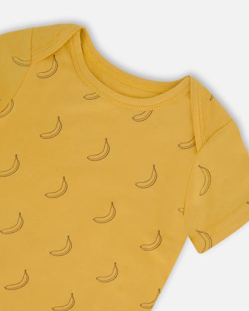 Deux Par Deux Baby Boy's Organic Cotton Bodysuit Printed Yellow Bananas In Yellow Bananas