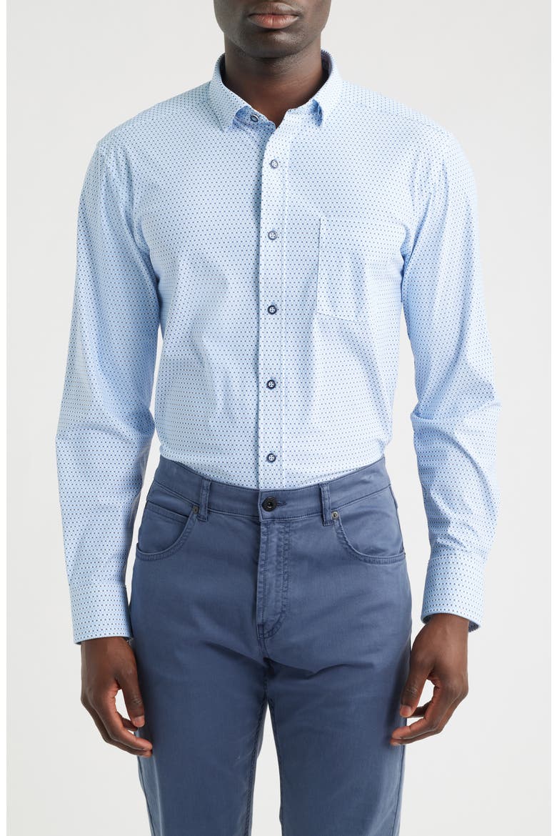 XC Motion Performance Knit Button-Up Shirt, Main, color, BLUE TULIP