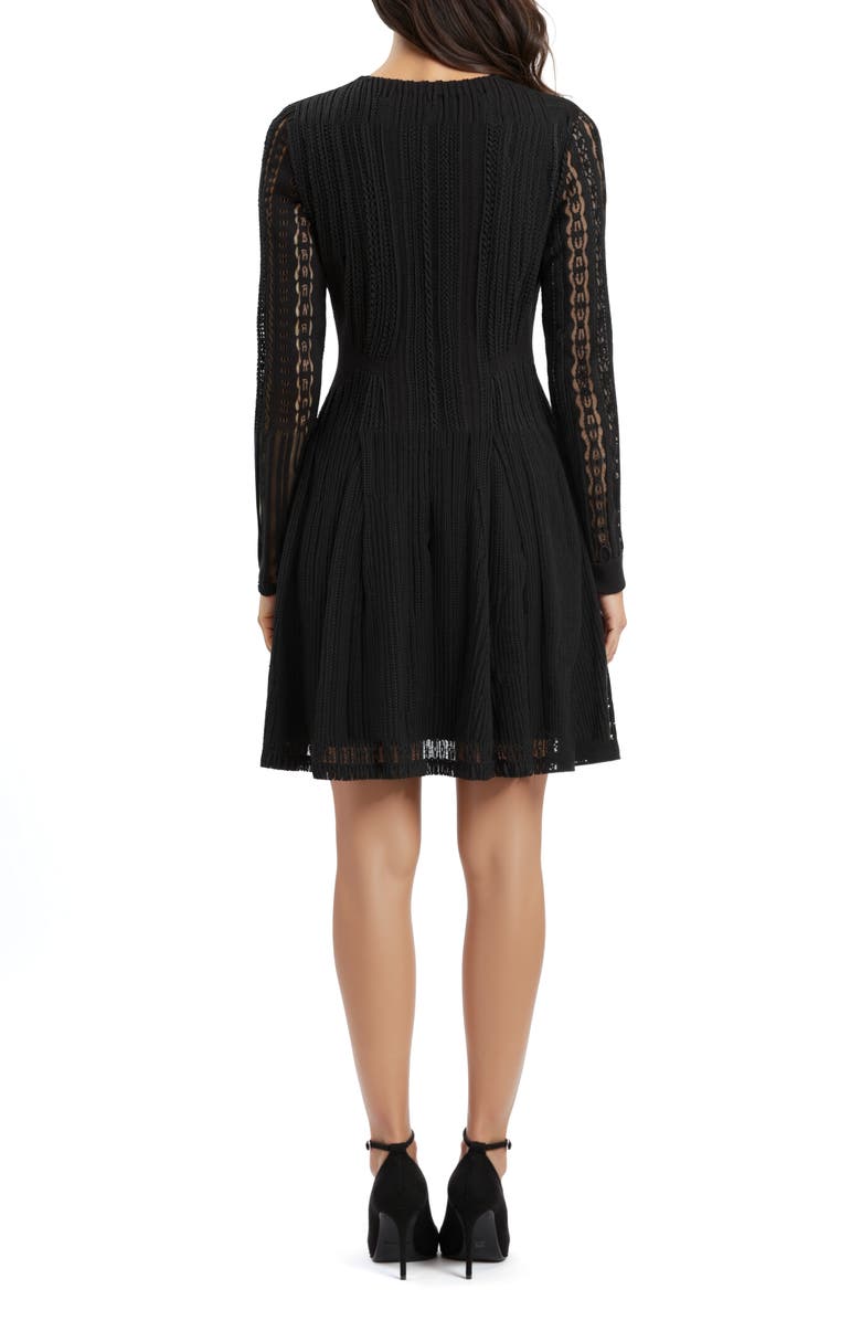 All in Favor Long Sleeve Lace Fit & Flare Dress, Alternate, color, Black
