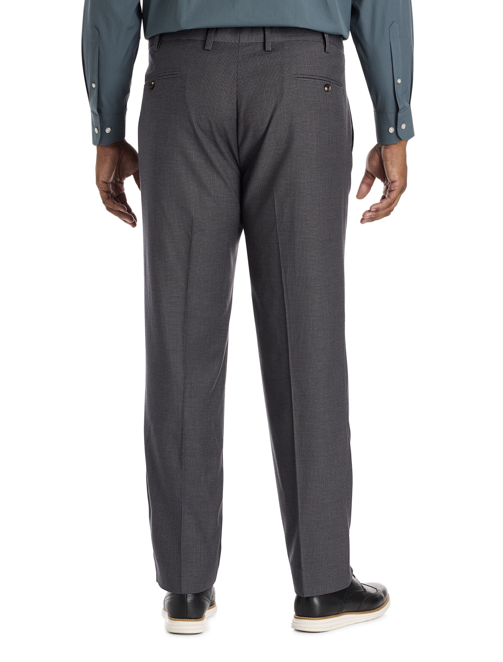 Oak Hill by DXL Big & Tall Micro Check Pleated Dress Pants (Men ...